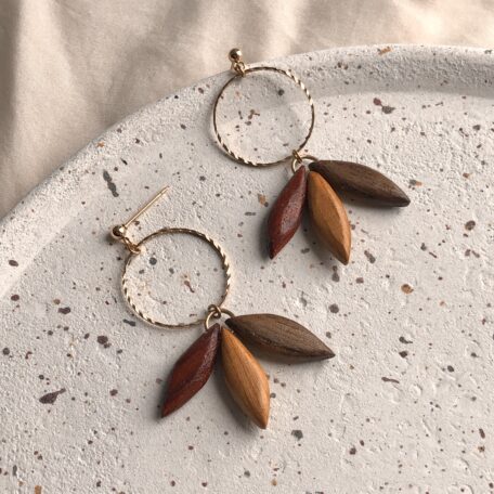 boucles d'oreilles laiton et bois