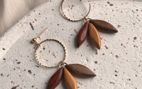 boucles d'oreilles laiton et bois