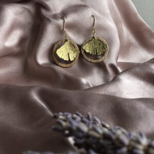 boucles d'oreilles en bois et laiton